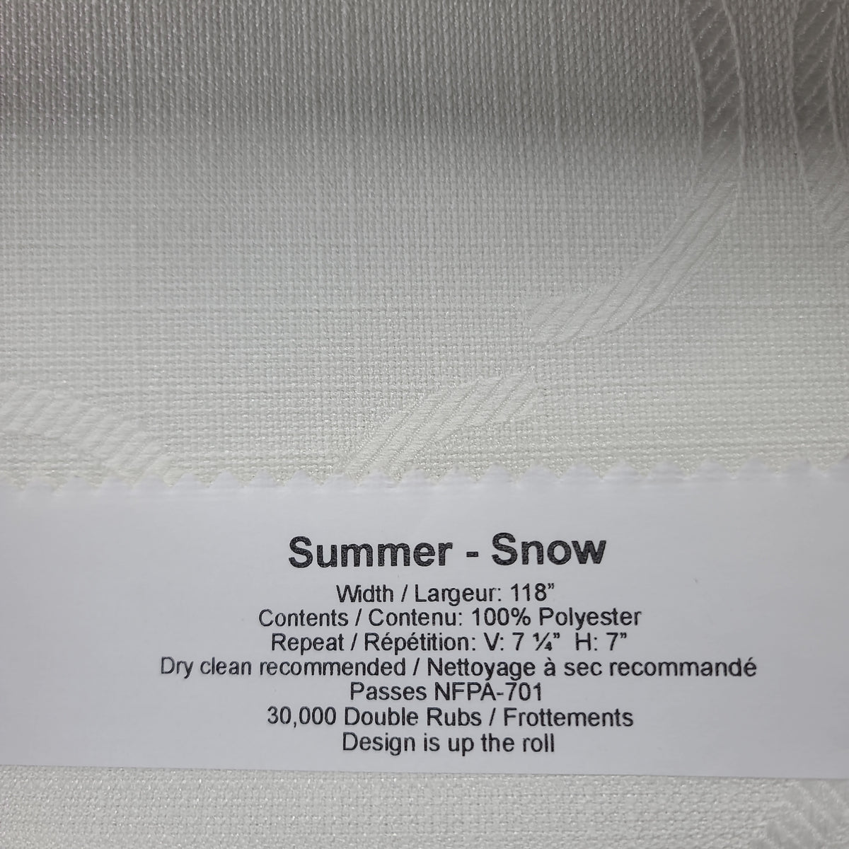 Fabric Pattern Summer, Color Snow The Drapery King Toronto