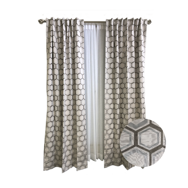 Jacquard Collection- Large Hexagon Pattern Curtains*