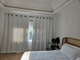 White Linen Look Drapery Panels 75W x 96L Grommet, Room Darkening