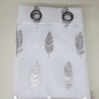 Sheer Feather Silver, Grommet Drapery Panels 54 x 96 ( Set of 2 )