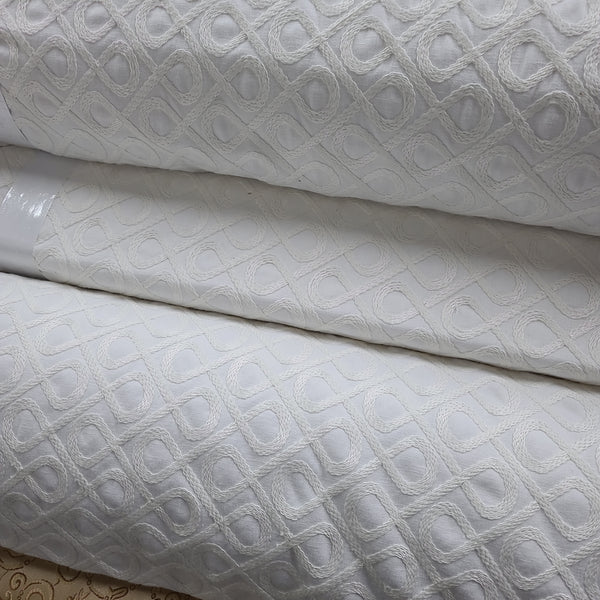 STOUT FABRICS-UBICO 1 WHITE- embroidery - fabric by the yard 54''