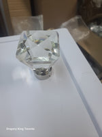 Princess Cut Diamond Crystal Finial 1-3/8"(35mm) Brushed Nickel (Set of 2) (ON LINE SALE)