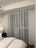 Ceiling Mount, Warm White Sheer Curtain, 3-in-1 Hanging (Wave, Ripple Fold, Back Tab), (Set of 2)