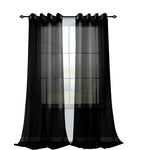 Black Sheer Curtains 96" Inches Long for Living Room 2 Panels Set Ceiling Grommet Extra Long Window Treatment Drapes for Bedroom 8FT 52x96 Inch Length, Black Sheer Grommet Curtains