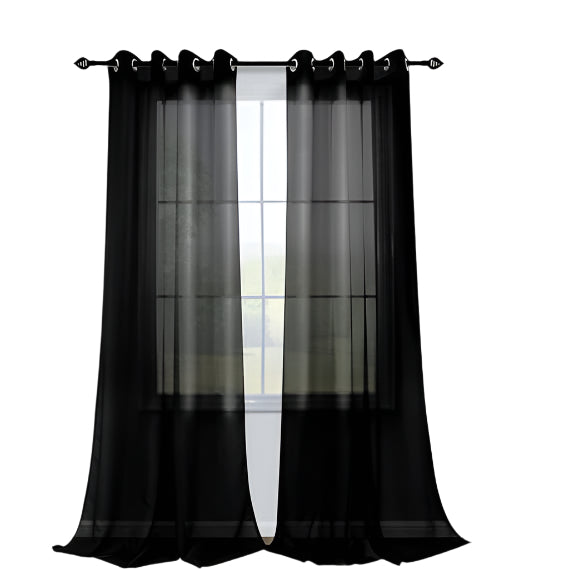 Black Sheer Curtains 96" Inches Long for Living Room 2 Panels Set Ceiling Grommet Extra Long Window Treatment Drapes for Bedroom 8FT 52x96 Inch Length, Black Sheer Grommet Curtains