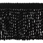 6" Decorative Knit Bullion Fringe in the color of Black.