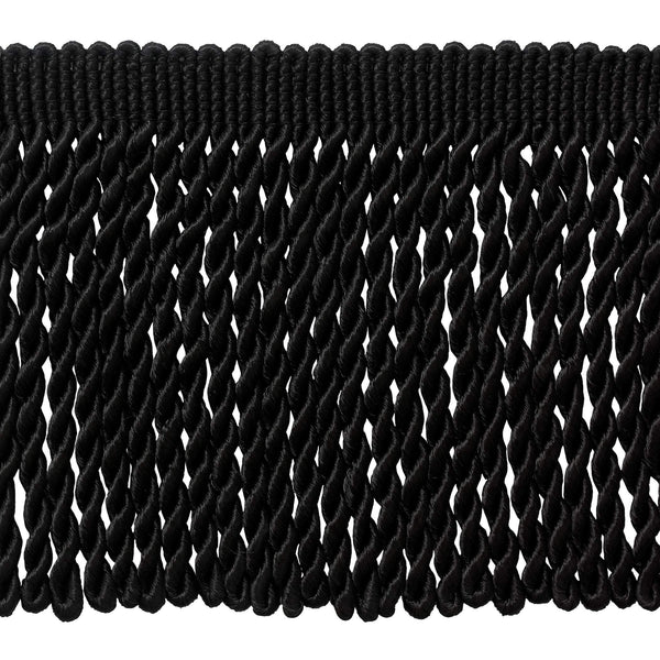 6" Decorative Knit Bullion Fringe in the color of Black.