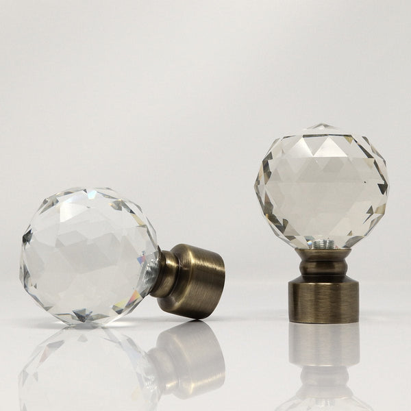 Dynasty Crystal Finial 1-3/8"(35mm)  old gold, antique brass (Set of 2)