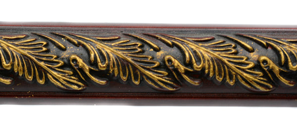 6 Foot, Emperor 2" Dia. Leaf Wood Pole (50mm) Rosewood, carved Wood
