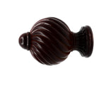 Dark brown decorative finial for wood curtain rod