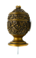 Galla Finial, For Wood Curtain Rods Antique Brass (Set of 2)