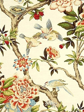 Waverly Mudan Persimmon Floral Aviary, Drapery King Toronto, Pindler & Pindler Treeblossom Antique Fabric, P6149-ANTIQUE