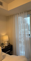 Ceiling Mount, Warm White Sheer Curtain, 3-in-1 Hanging (Wave, Ripple Fold, Back Tab), (Set of 2)