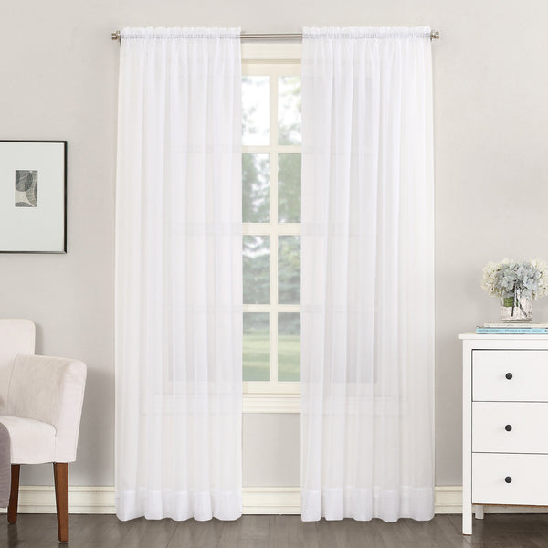 Carol Sheer Voile Single Curtain Panel, 200" x 120" White 2 Panels