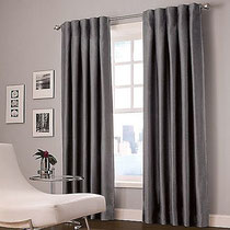 Velvet Back Tab Window Curtain Panels lined 50W  X  95L Color charcoal (Set of 2)