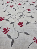 Floral Vine Embroidered Fabric -73035 -9-RED