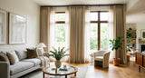 Pinch Pleated Curtain 100" X 95" Linen Text,  Black out, Oatmeal Color