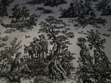 Black/ White Toile Fabric – Cotton 54" Wide | French Country Scenic Pattern
