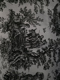 Black/ White Toile Fabric – Cotton 54" Wide | French Country Scenic Pattern