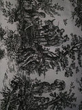 Black/ White Toile Fabric – Cotton 54" Wide | French Country Scenic Pattern