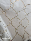 Beige and Taupe Abstract Embroidery Drapery and Upholstery Fabric by the Yard