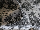 Black/ White Toile Fabric – Cotton 54" Wide | French Country Scenic Pattern