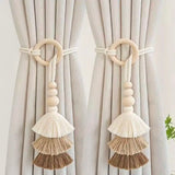 Curtain Tie Back Rope style Tassels, Natural (Set of 2)