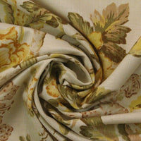 RICHLOOM ROBIN MARMALADE YELLOW GOLD GREEN FLORAL LINEN FABRIC BY YARD 54"W