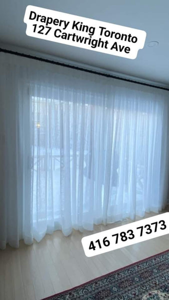 Ready made Sheer Curtains inverted pleat by Drapery King Toronto