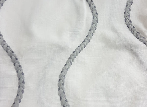 Twine Embroidered Drapery Panel  50"in X 108" Long Black Out