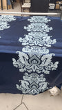 Damask Embroidered Satin Jacquard Navy