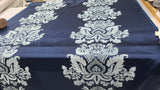 Damask Embroidered Satin Jacquard Navy