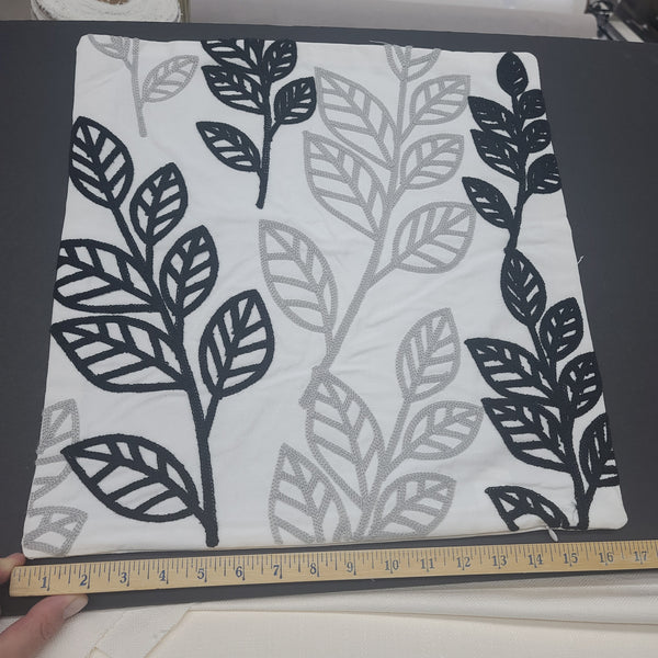 Crewel Embroidery Series -  Gray / Black 18 x 18