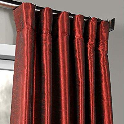 Half Price Drapes PDCH-KBS5-108 Vintage Textured Faux Dupioni Silk Curtain, 50 x 108, Red

