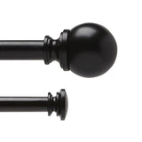 Kenney KN75918 Ball End Double Window Curtain Rod, 66 to 120", Matte Black