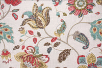 Robert Allen Spring Mix Printed Linen Drapery Fabric in Poppy