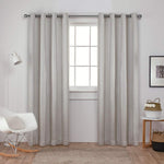 Exclusive Home Curtains Carling Woven Blackout Grommet Top Panel Pair, Platinum