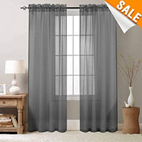 Sheer 54 in. W x 86 L in.  Rod Pocket Extra Wide Curtain Panel in Black, 2 Panels