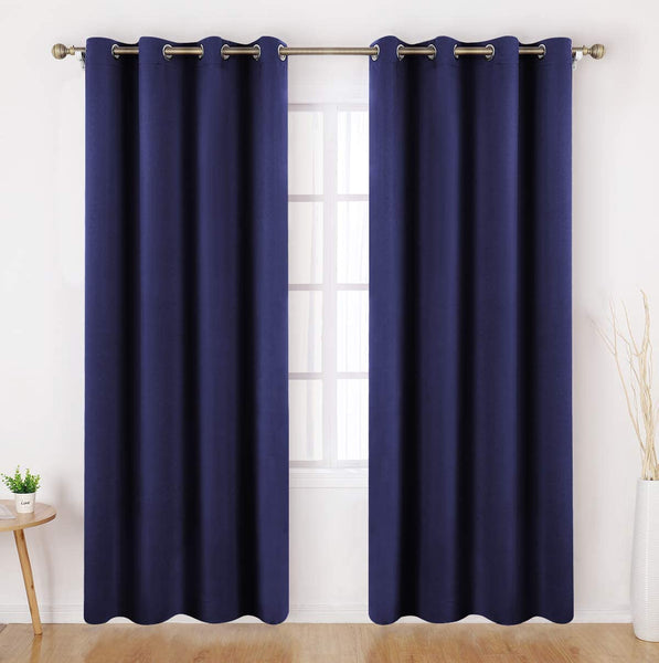 Ultra Soft Premier Blackout Curtain for Living Room Extra Long 96 inch Length, Thermal Insulated Bedroom Curtains Grommet Top, Noise Reducing Patio Door Blackout Curtain - Navy Blue, 2 Panels 49.99