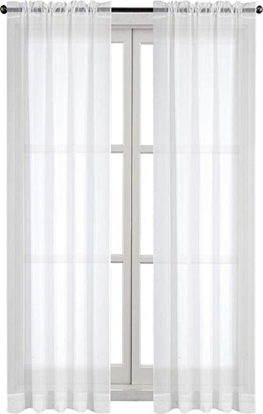 Sheer pocket top panels 220W X 107" Inch long white sold as a pair