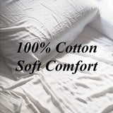 Vanme 100% Cotton 4 Pieces Bed Sheets Set, Fitted Bed Sheet, Flat Bed Sheet, Pillowcase, White, Plain, Cotton Sheets, Comfort Sheets, King Bed Sheets, Queen Bed Sheets (Queen / King)