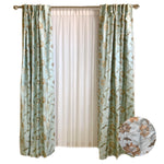 Light Blue with Beige and Bronze Flowers