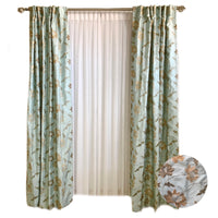 Light Blue with Beige and Bronze Flowers