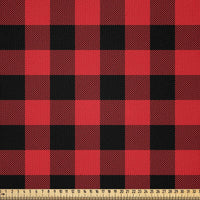 Ambesonne Plaid style Fabric By The Yard, Lumberjack Fashion Buffalo Checks Pattern Retro Style Grid Composition