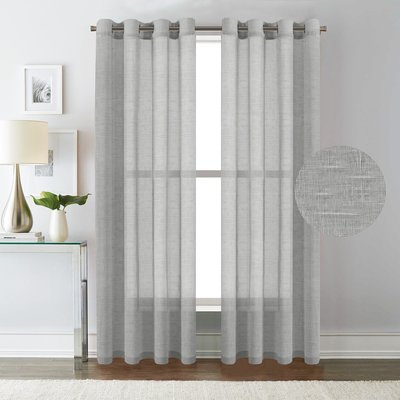 Angeline Breathable Mixed Linen Sheers Nickel Grommet Curtain Panels 75 x 96