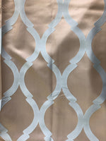 Neutral silk pattern with turquoise lattice pattern- 108" length