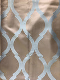 Neutral silk pattern with turquoise lattice pattern- 108" length