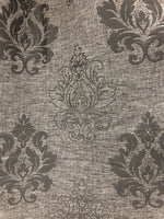 Linen with Dark Brown Damask Pattern, Lined with Grommets