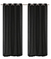 Wide - linen look drapery Panels black 100W x 108L Grommet