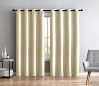 Faux Silk Semi - Opaque Grommet Curtain Panels - 54"W x 96"H  Ivory